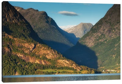 Fjord And Mountains In Norway Canvas Art Print - Mikolaj Gospodarek