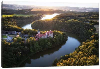 Lesnianskie Lake And Czocha Castle. Poland Canvas Art Print - Poland