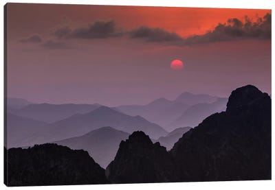 Poland, Tatra Mountains, Rysy, Sunset Canvas Art Print - Cloudy Sunset Art