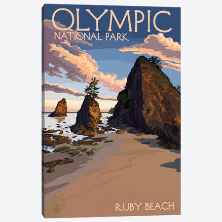 Olympic National Park (Ruby Beach) Canvas Print #LAN106} by Lantern Press Art Print