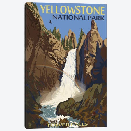 Yellowstone National Park (Tower Fall) Canvas Print #LAN124} by Lantern Press Art Print