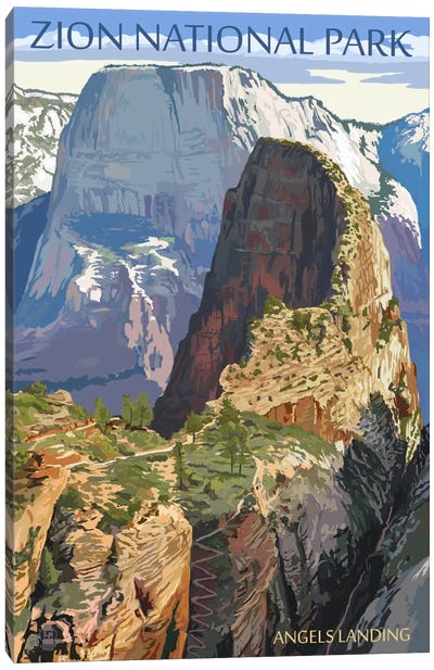 Zion National Park (Angels Landing I) Canvas Art Print - Scenic & Nature Typography