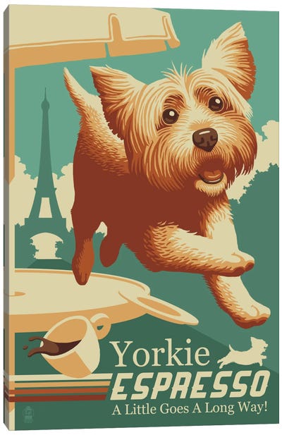 Yorkie Espresso Canvas Art Print - Art For Dogs 