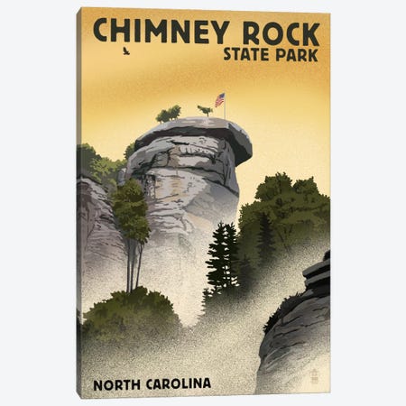 North Carolina - Chimney Rock State Park (Chimney Rock)  Canvas Print #LAN55} by Lantern Press Art Print
