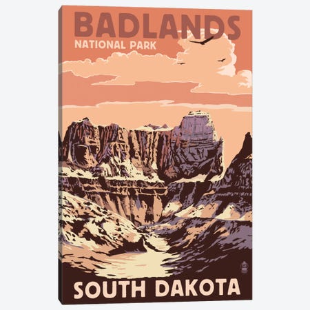 Badlands National Park (Castle Rock) Canvas Print #LAN68} by Lantern Press Art Print