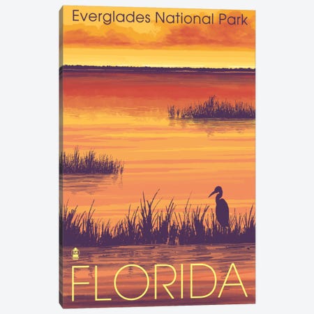 Everglades National Park (Tropical Wilderness Sunset) Canvas Print #LAN81} by Lantern Press Canvas Print