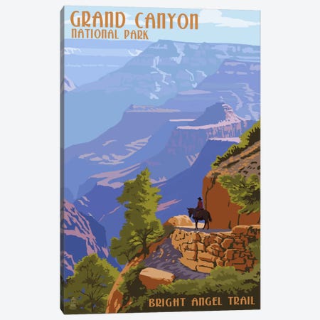 Grand Canyon National Park (Bright Angel Trail) Canvas Print #LAN86} by Lantern Press Canvas Wall Art