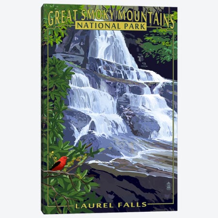 Great Smoky Mountains National Park (Laurel Falls) Canvas Print #LAN96} by Lantern Press Art Print