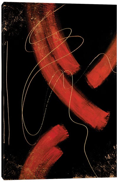 Golden Threads Canvas Art Print - Red Abstract Art