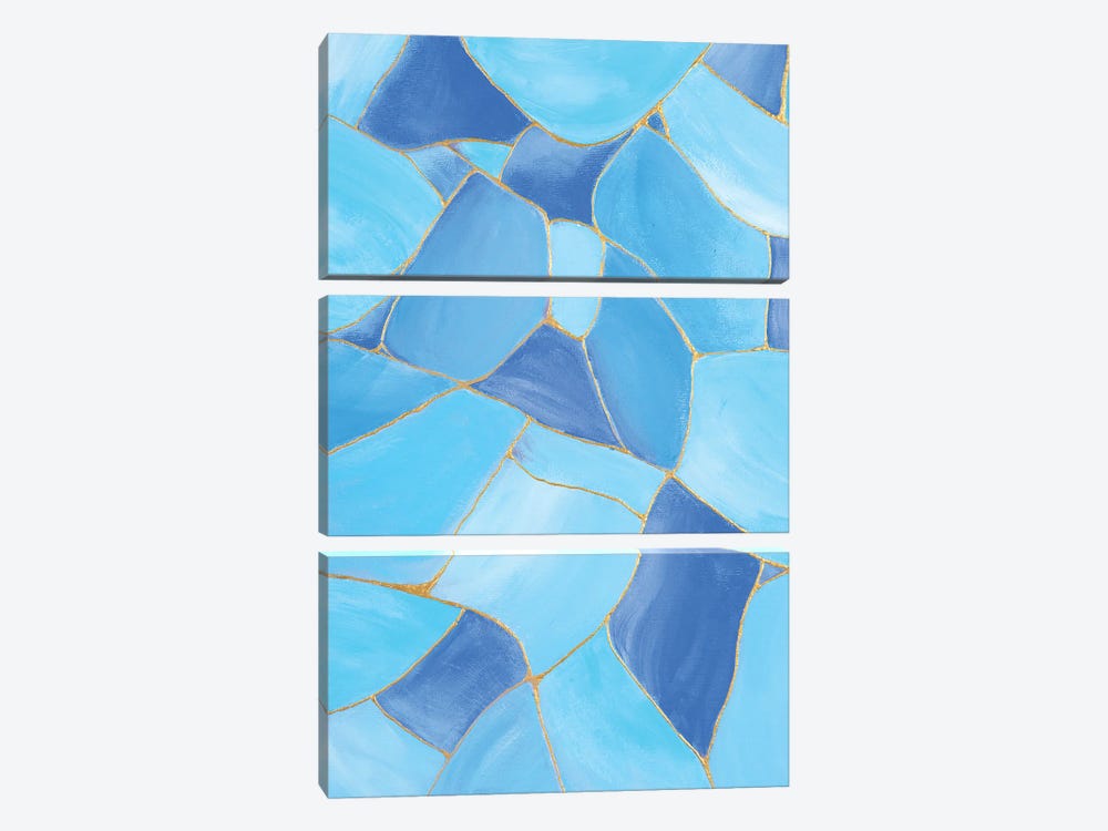Blue Stained Glass by Leena Amelina 3-piece Canvas Artwork