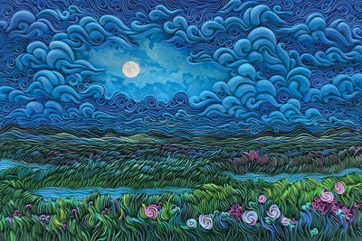 Canvas Print: Lunar Blossoms by Alisa Lariushkina - thumbnail