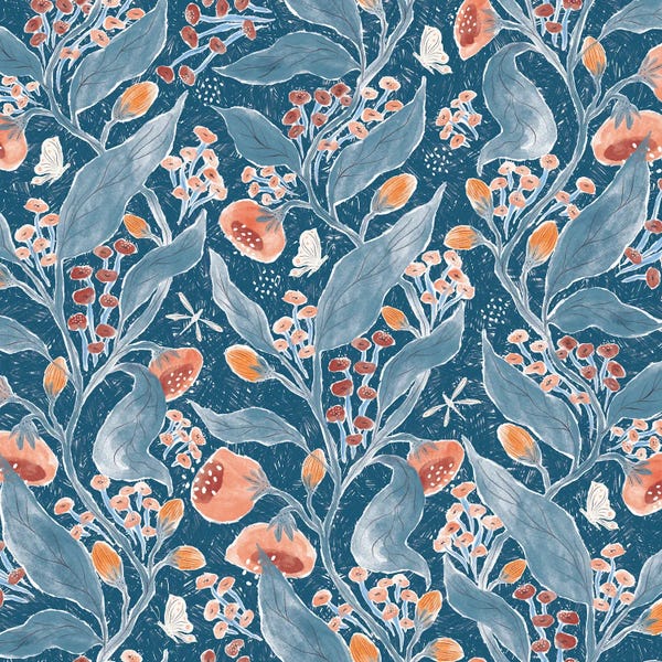 Fine Art Print: Rose Garden Blue by Jill Labieniec