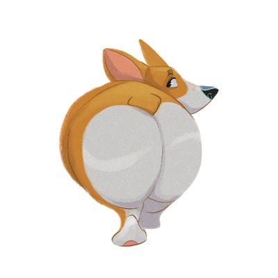 Lauren Barger - Canvas Prints: Corgi Butt I by Lauren Barger