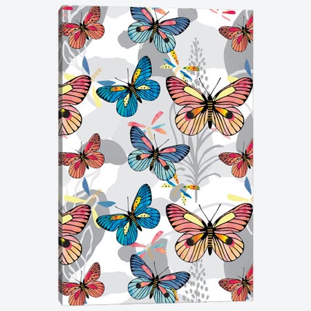 Pastel Butterflies Canvas Print #LBI16} by Linda Birtel Canvas Artwork