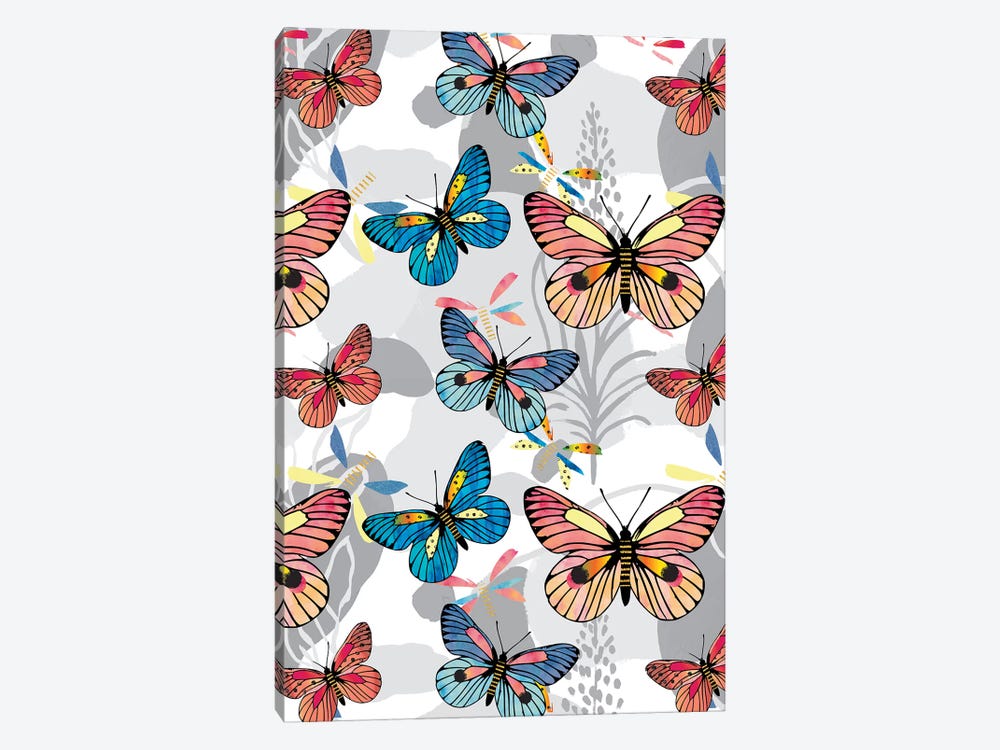 Pastel Butterflies by Linda Birtel 1-piece Canvas Print