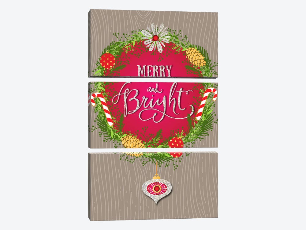 Merry And Bright by Linda Birtel 3-piece Art Print