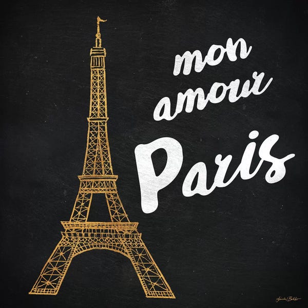 Paris Typography: Mon Paris Gold I by Linda Baliko