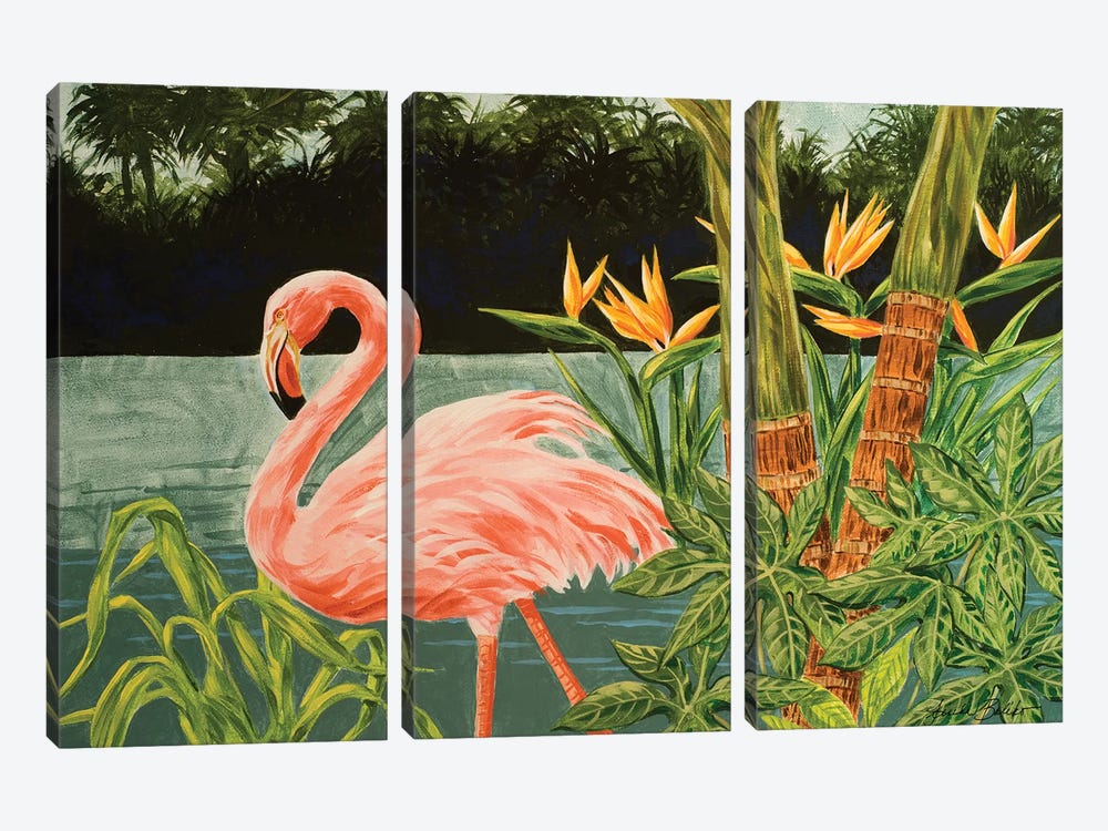 Tropical Flamingo I by Linda Baliko 3-piece Canvas Wall Art