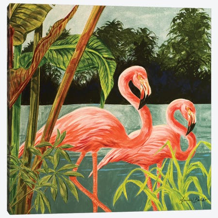 Tropical Flamingo II Canvas Print #LBK9} by Linda Baliko Canvas Wall Art