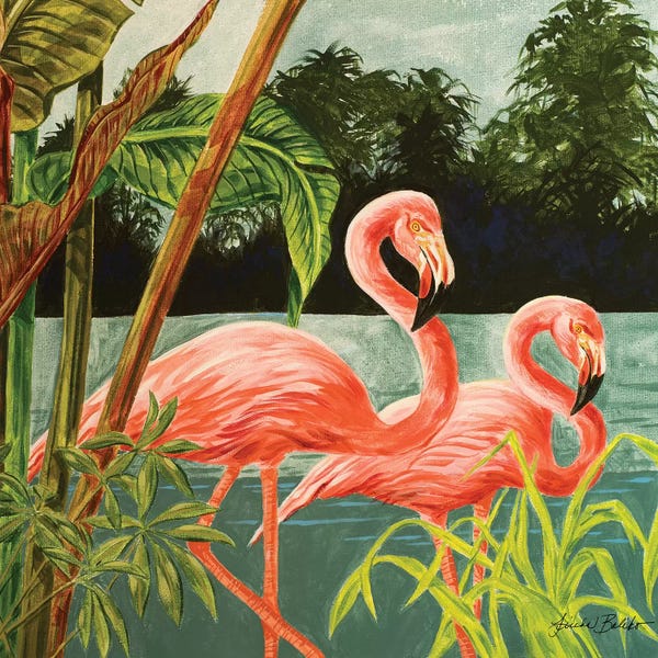 Flamingos: Tropical Flamingo II by Linda Baliko