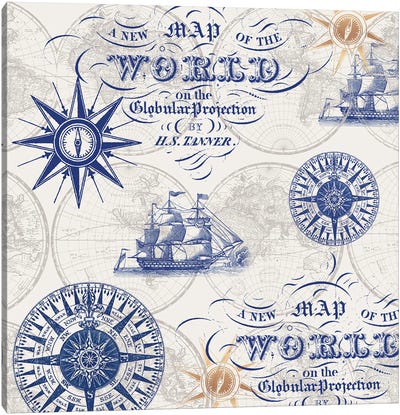 Coastal Navigation III Canvas Art Print - Compasses
