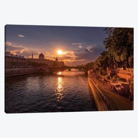 End Of The Day On The Banks Of The Seine Canvas Print #LBY16} by Jérôme Labouyrie Canvas Artwork