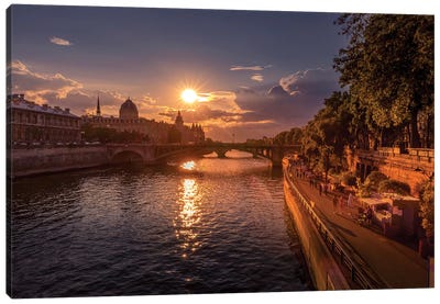 End Of The Day On The Banks Of The Seine Canvas Art Print - Jérôme Labouyrie