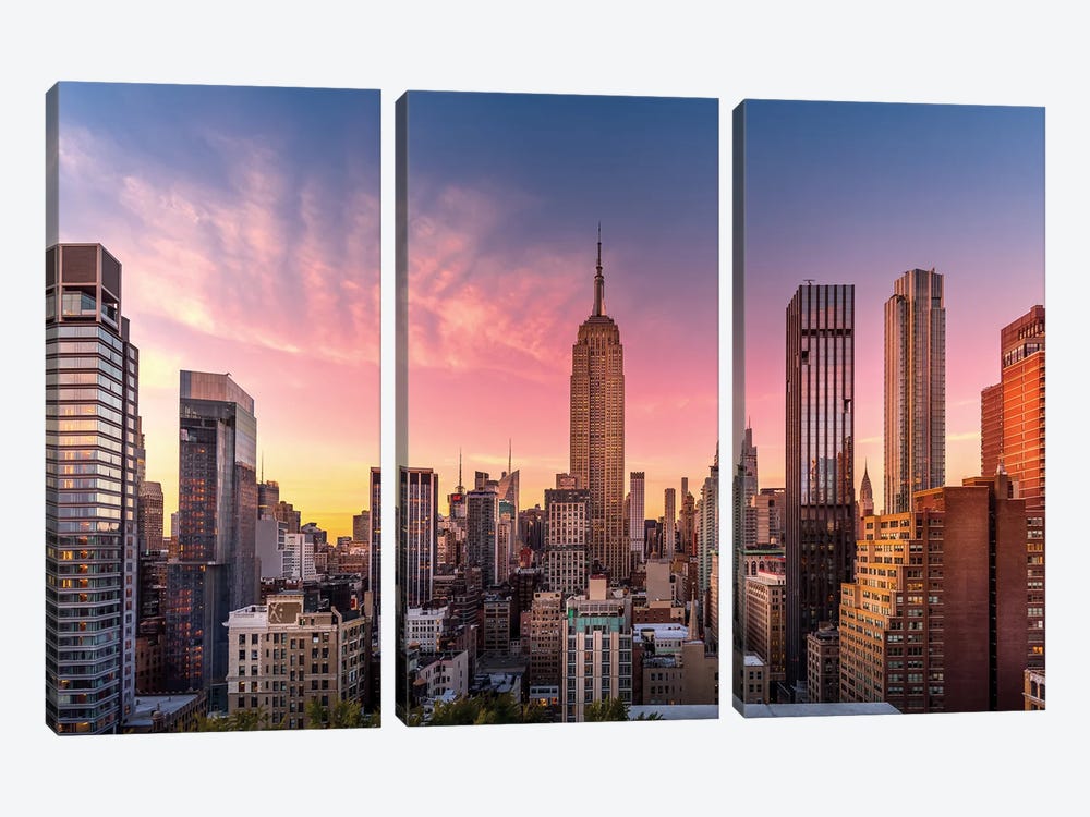 From 230 Fifth Rooftop Bar, Midtown, New York City by Jérôme Labouyrie 3-piece Canvas Print