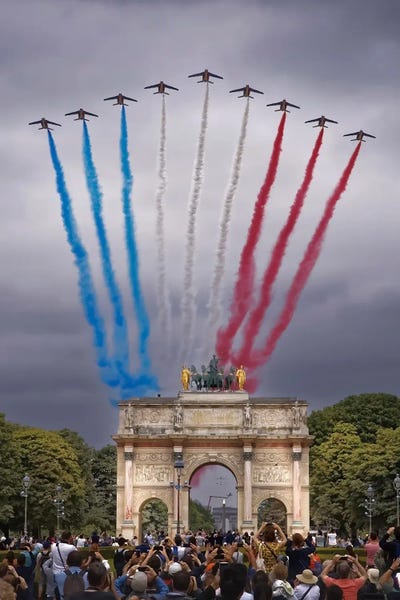 Bonne Fête Nationale, Patrouille De France - Carrousel Du Louvre by Jérôme Labouyrie framed wall art