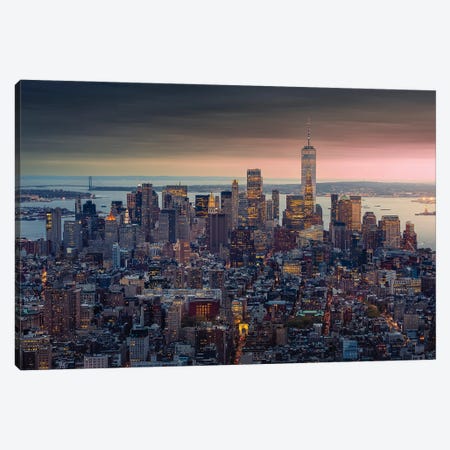 Sunset On Lower Manhattan Canvas Print #LBY68} by Jérôme Labouyrie Canvas Wall Art