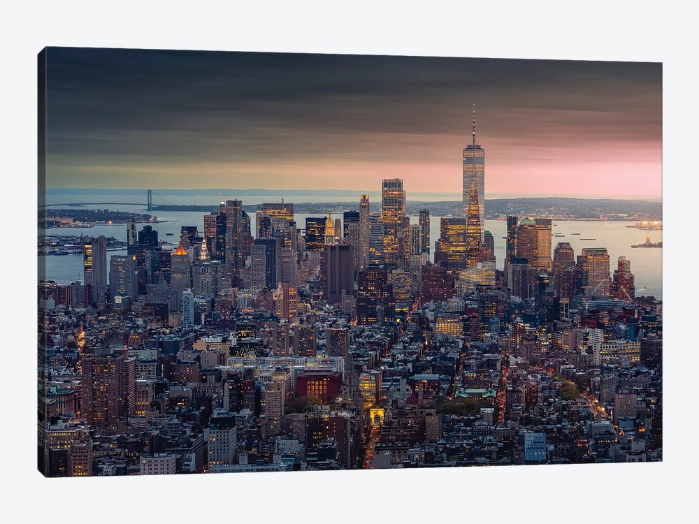 Sunset On Lower Manhattan by Jérôme Labouyrie 1-piece Canvas Print