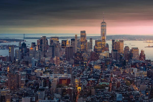 Jérôme Labouyrie: Sunset On Lower Manhattan by Jérôme Labouyrie