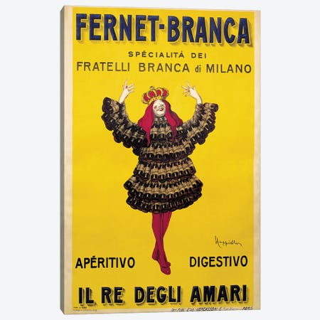 Fernet Branca Yellow Canvas Print #LCA16} by Leonetto Cappiello Canvas Art Print