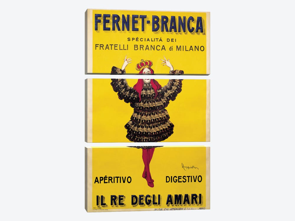 Fernet Branca Yellow by Leonetto Cappiello 3-piece Canvas Art