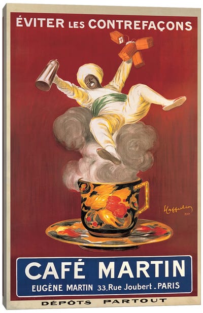 Cafe Martin, 1921 Canvas Art Print - Food & Drink Typography