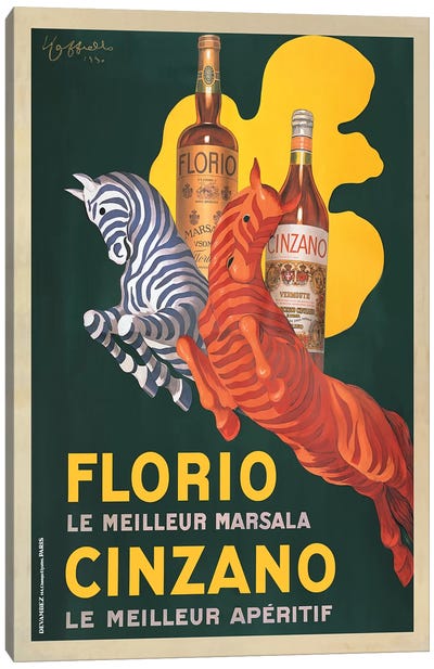 Florio e Cinzano, 1930 Canvas Art Print - Vintage Kitchen Posters