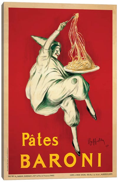Pates Baroni, 1921 Canvas Art Print - Food & Drink Typography