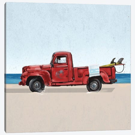Red Surf Vehicle Canvas Print #LCC10} by Lucca Sheppard Canvas Art
