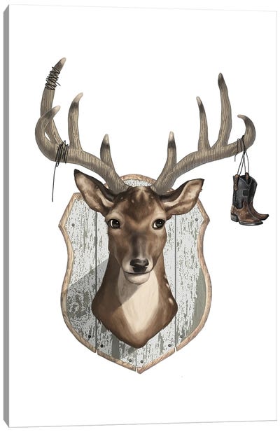 Deer Mount Canvas Art Print - Boots