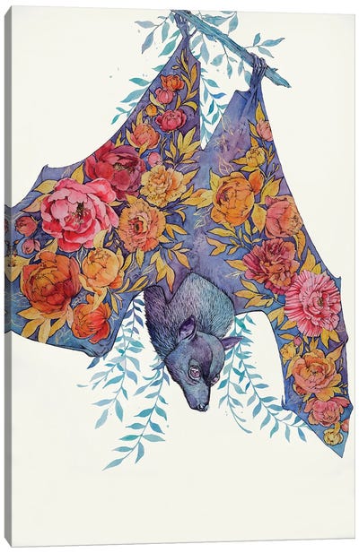 Flower Bat Canvas Art Print - Bat Art