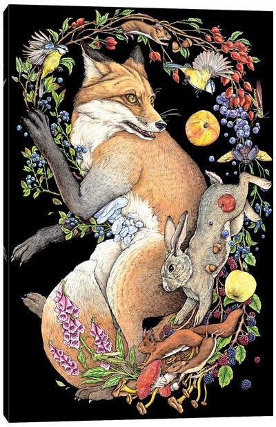 Foxglove Canvas Art Print - Squirrel Art