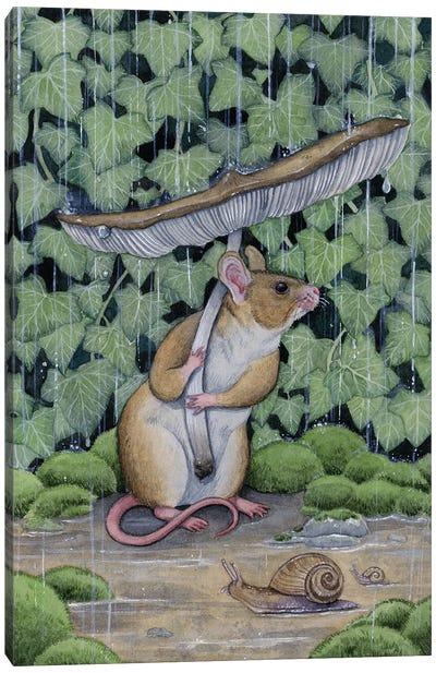 Spring Shower Canvas Art Print - Mouse Art
