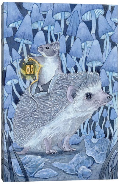 Late Night Wandering Canvas Art Print - Hedgehogs