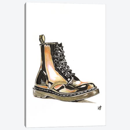 Patent Leather Combat Boots Canvas Print #LCE21} by Lucine J Canvas Print