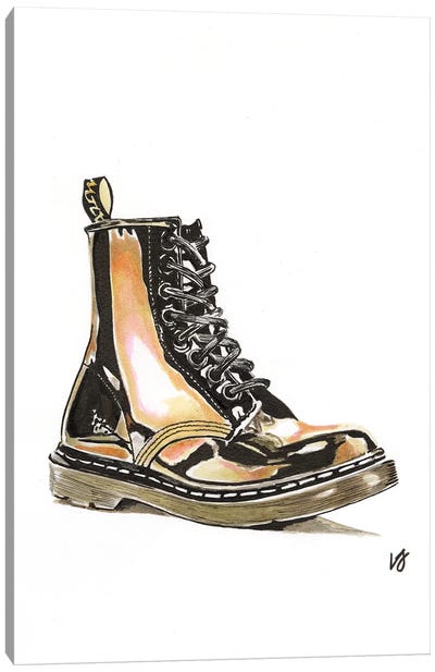 Patent Leather Combat Boots Canvas Art Print - Lucine J