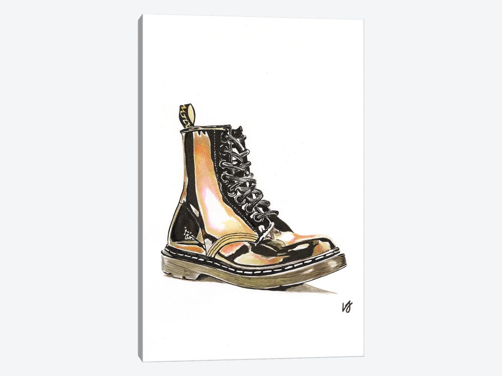 Patent Leather Combat Boots by Lucine J 1-piece Canvas Art Print