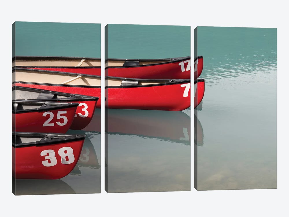 Canoes on the Lake by Lynann Colligan 3-piece Canvas Artwork