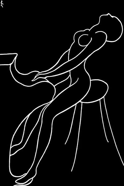 Black & White Minimalist Décor: Pianist by Lia Chechelashvili