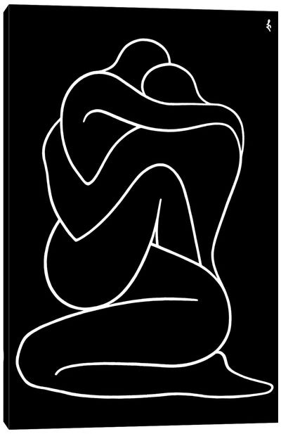 Lovers Canvas Art Print - Black & White Minimalist Décor