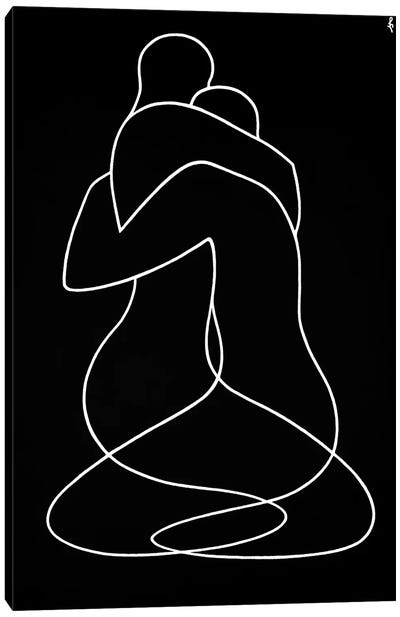 Embrace Canvas Art Print - Black & White Minimalist Décor